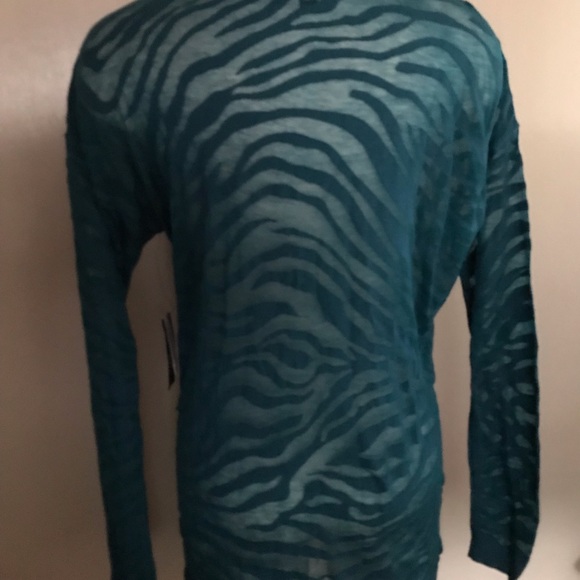 a.n.a Long Sleeve Burn Out Leopard Pattern Blue Green Tunic Top XL Tall. - Picture 2 of 3